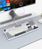 Redragon K552-WGL KUMARA RGB Wired Mechanical Gaming Keyboard – 87 Keys TKL, Hot-Swappable Red Switch, Rainbow LED – White/Gray/Black