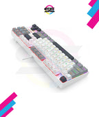 Redragon K552-WGL KUMARA RGB Wired Mechanical Gaming Keyboard – 87 Keys TKL, Hot-Swappable Red Switch, Rainbow LED – White/Gray/Black