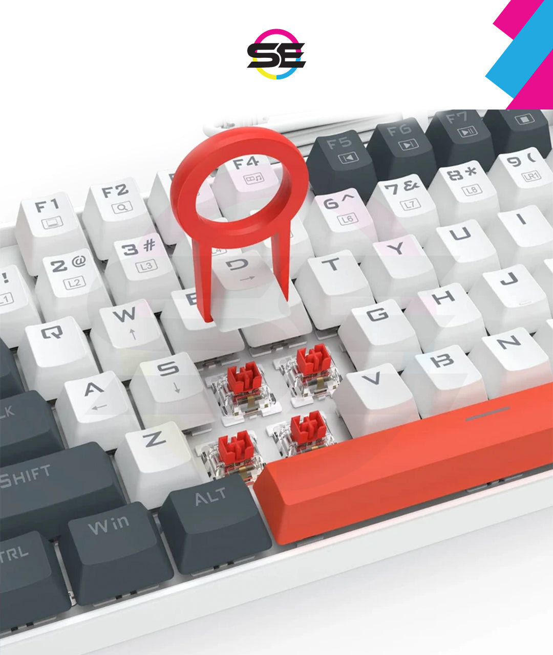 Redragon K552-WLR KUMARA RGB Wired Mechanical Gaming Keyboard – 87 Keys TKL, Hot-Swappable Red Switch, Rainbow LED – White/Black/Red