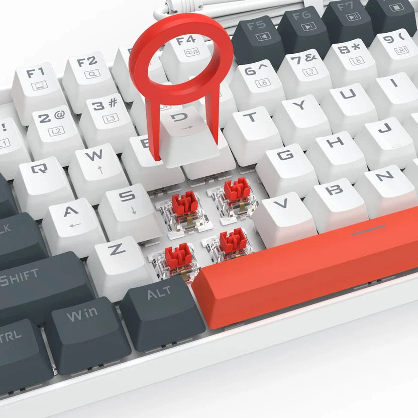 Redragon K552-WLR KUMARA RGB Wired Mechanical Gaming Keyboard – 87 Keys TKL, Hot-Swappable Red Switch, Rainbow LED – White/Black/Red