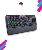 Redragon K555-R INDRAH RGB Wired Mechanical Gaming Keyboard – 104 Keys Full Size, Blue Switch, Macro Keys, Wrist Rest, Spill-Resistant – Black
