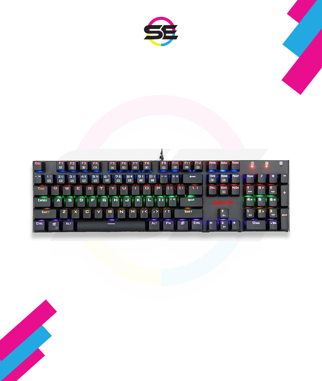 Redragon K565R RUDRA RGB Wired Mechanical Gaming Keyboard – 104 Keys Full Size, Rainbow LED – Black