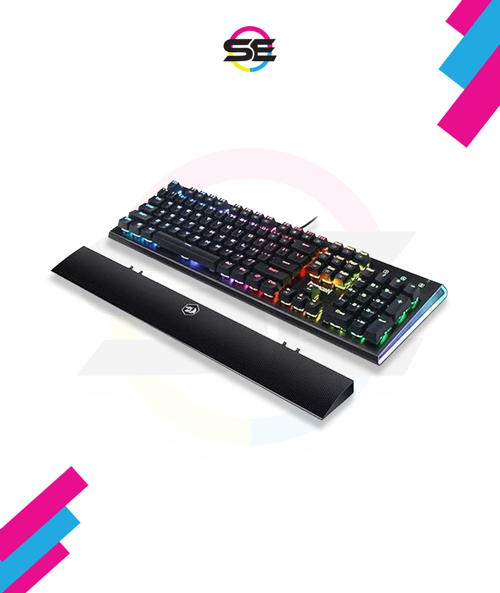 Redragon K569 RGB Wired Mechanical Gaming Keyboard – 104 Keys Full Size, Wrist Rest, Keycap Puller – Black