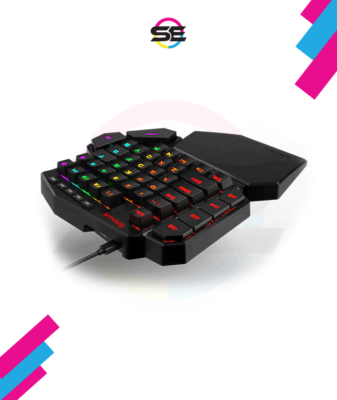 Redragon K585 DITI One-Handed RGB Mechanical Gaming Keyboard – 42 Keys, Blue Switch, 7 Macro Keys, Detachable Wrist Rest – Black