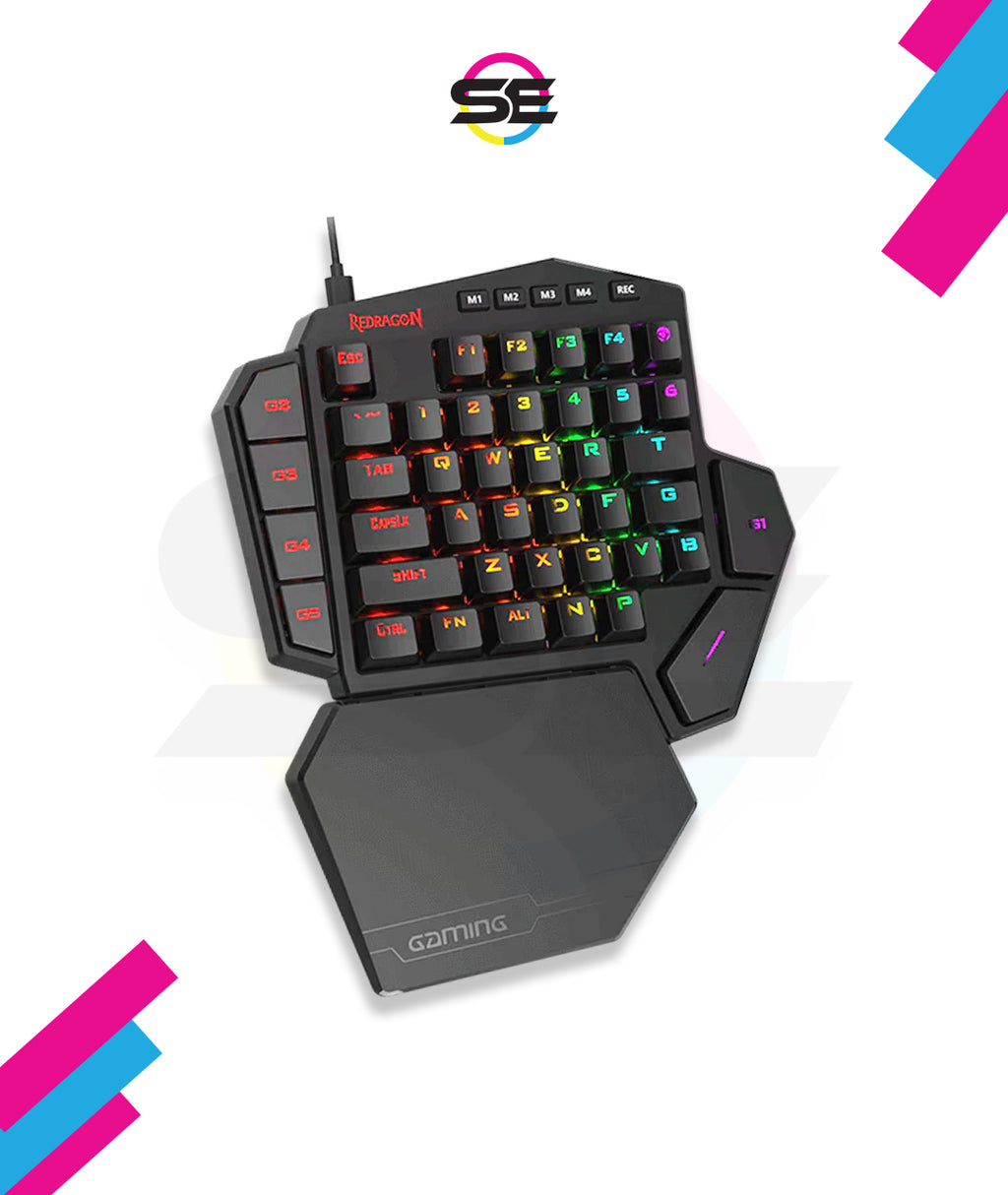 Redragon K585 DITI One-Handed RGB Mechanical Gaming Keyboard – 42 Keys, Blue Switch, 7 Macro Keys, Detachable Wrist Rest – Black
