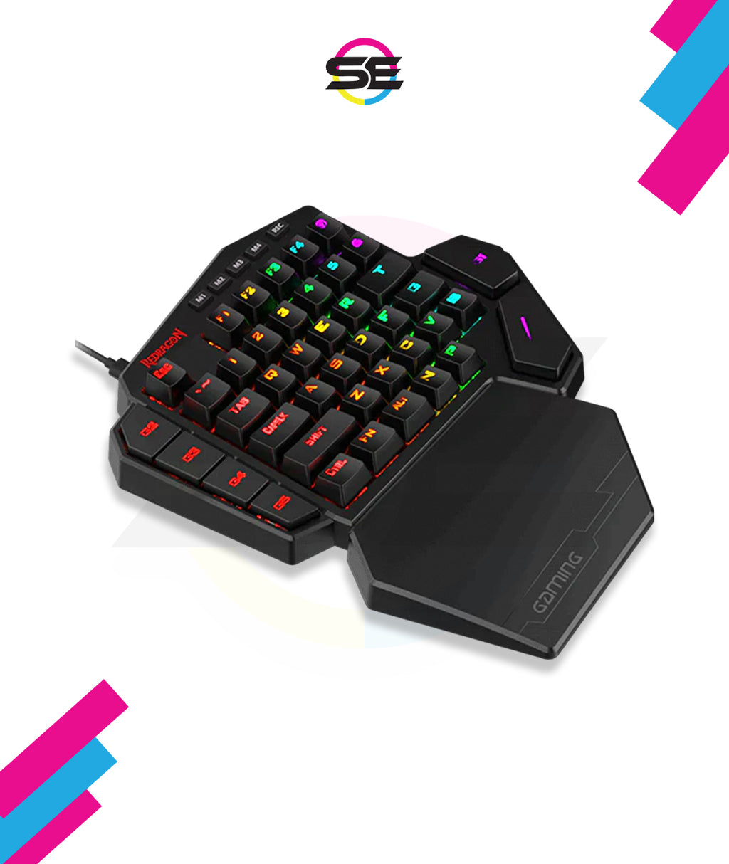 Redragon K585 DITI One-Handed RGB Mechanical Gaming Keyboard – 42 Keys, Blue Switch, 7 Macro Keys, Detachable Wrist Rest – Black