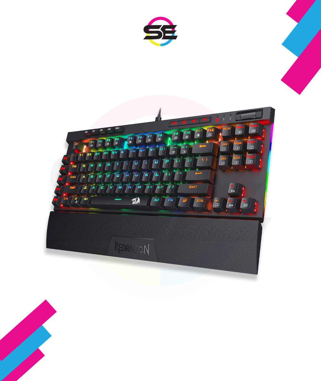 Redragon K587 MAGIC-WAND RGB TKL Wired Gaming Keyboard – 87 Keys, Optical Blue Switch, 9 Macro Keys, Type-C, Detachable Wrist Rest – Black