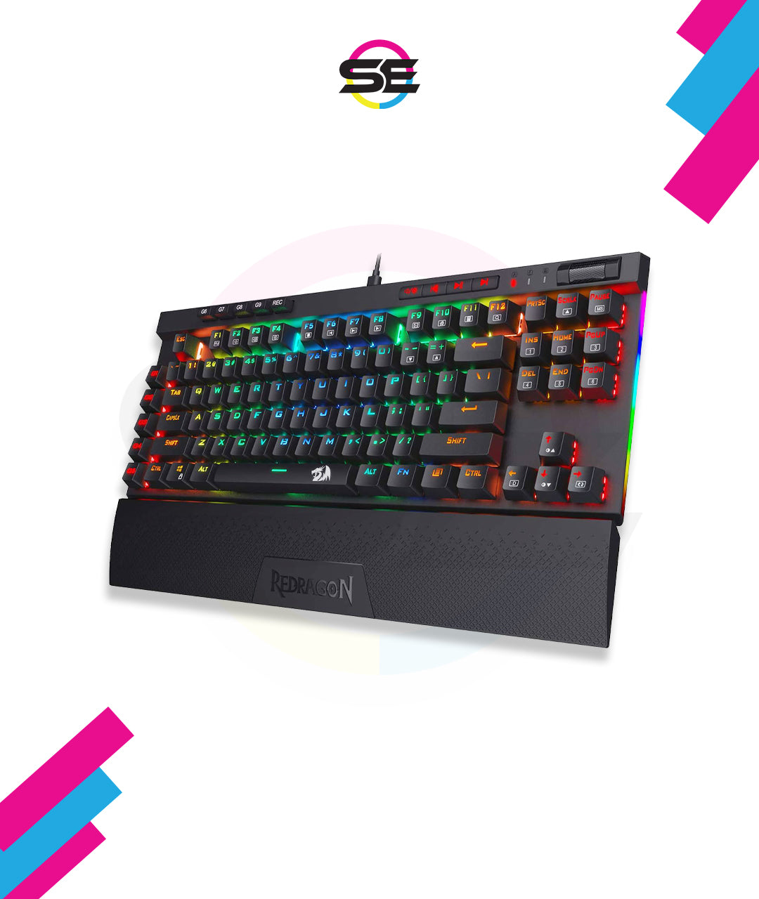 Redragon K587 MAGIC-WAND RGB TKL Wired Gaming Keyboard – 87 Keys, Optical Blue Switch, 9 Macro Keys, Type-C, Detachable Wrist Rest – Black
