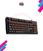 Redragon K592-PRO RGB Wired Mechanical Gaming Keyboard – 104 Keys Full Size, V-Optical Blue Switch, RGB Side Glow, Keycap Puller – Black/Brown