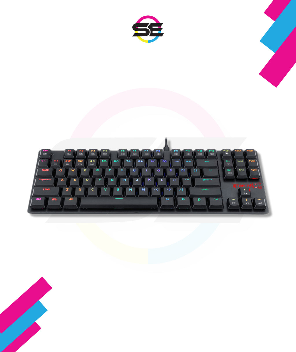 Redragon K607 RGB Low Profile TKL Wired Mechanical Gaming Keyboard – 87 Keys, Blue Switch, Type-C, Multi-Device Bluetooth + 2.4G – Black