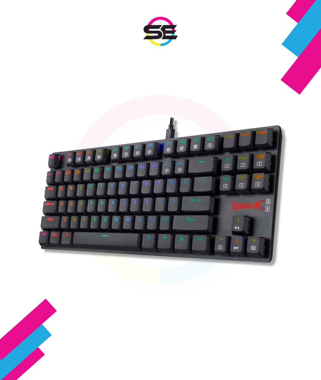 Redragon K607 RGB Low Profile TKL Wired Mechanical Gaming Keyboard – 87 Keys, Blue Switch, Type-C, Multi-Device Bluetooth + 2.4G – Black