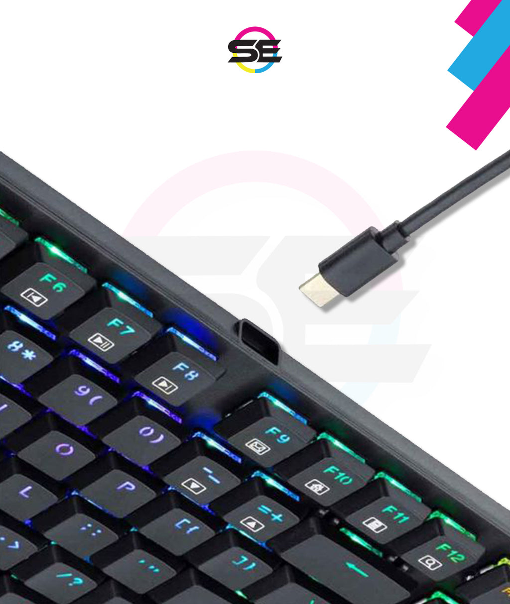 Redragon K607 RGB Low Profile TKL Wired Mechanical Gaming Keyboard – 87 Keys, Blue Switch, Type-C, Multi-Device Bluetooth + 2.4G – Black