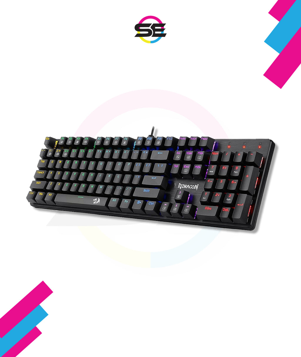 Redragon K608 Elite VALHEIM Rainbow RGB Wired Mechanical Gaming Keyboard – 104 Keys Full Size NKRO, Black Switch (Soft Tactile, Low Noise) – Black