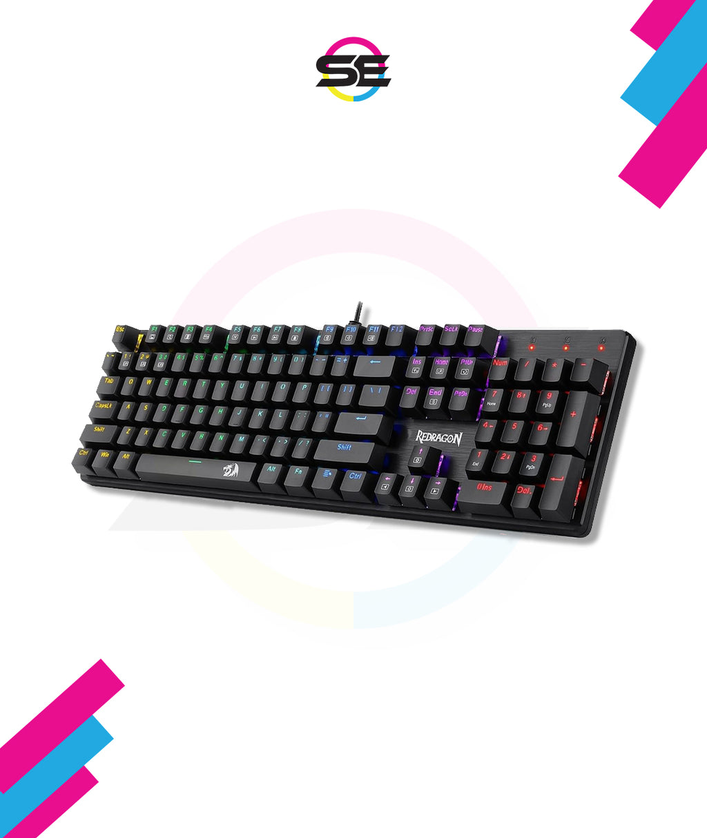 Redragon K608 Elite VALHEIM Rainbow RGB Wired Mechanical Gaming Keyboard – 104 Keys Full Size NKRO, Black Switch (Soft Tactile, Low Noise) – Black