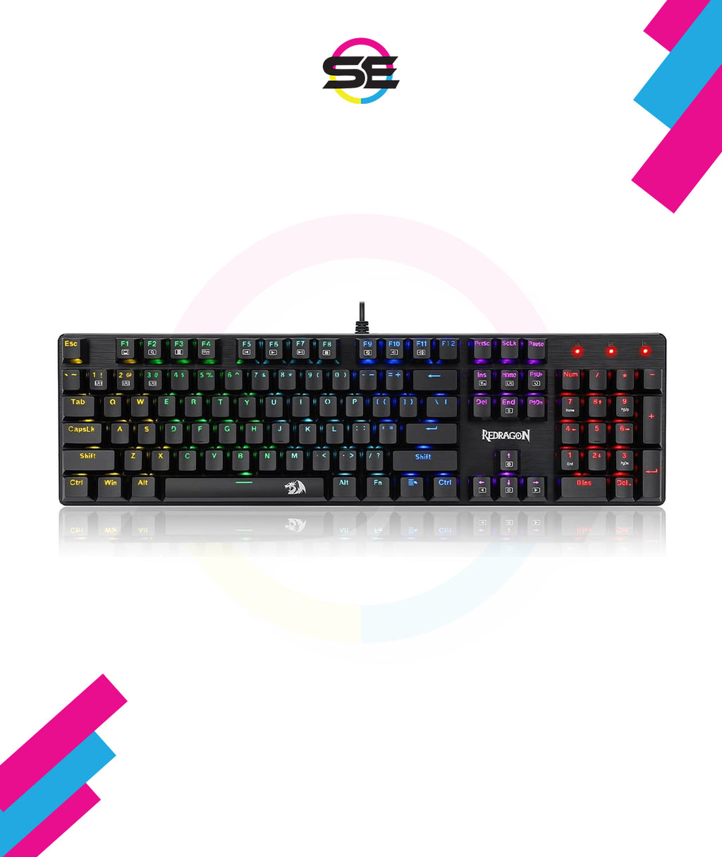 Redragon K608 Elite VALHEIM Rainbow RGB Wired Mechanical Gaming Keyboard – 104 Keys Full Size NKRO, Black Switch (Soft Tactile, Low Noise) – Black