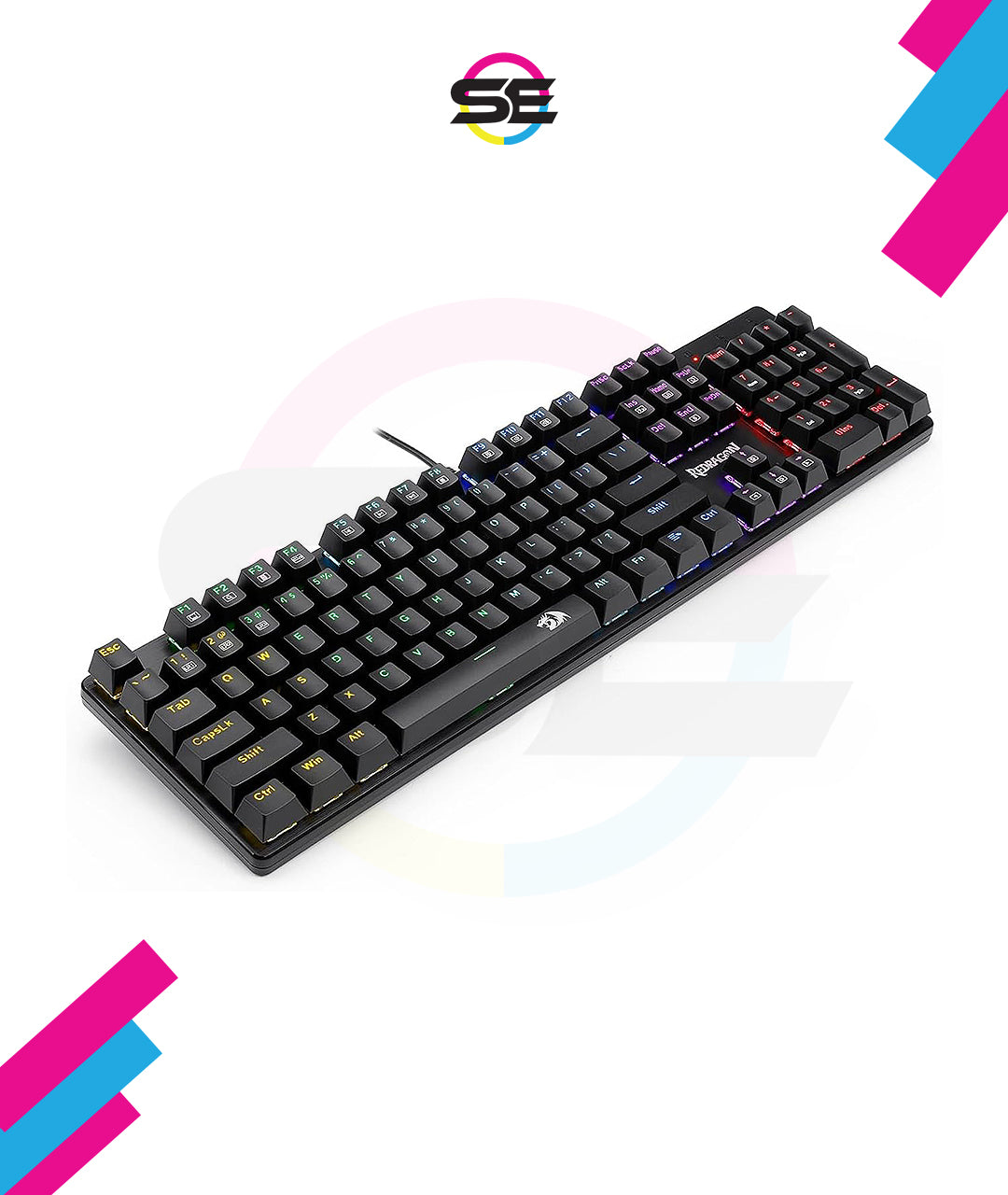 Redragon K608 Elite VALHEIM Rainbow RGB Wired Mechanical Gaming Keyboard – 104 Keys Full Size NKRO, Black Switch (Soft Tactile, Low Noise) – Black