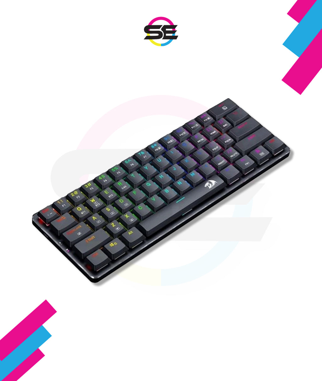Redragon K615P-KBS ELISE PRO RGB Wireless Tri-Mode Mechanical Gaming Keyboard – 60% Layout, Low Profile Blue Switch, Bluetooth + 2.4G + Type-C – Black
