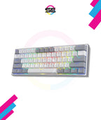 Redragon K616 FIZZ PRO RGB Wireless Tri-Mode Mechanical Gaming Keyboard – 61 Keys 60% Layout, Red Switch, N-Key Rollover, Detachable USB-C – White/Gray