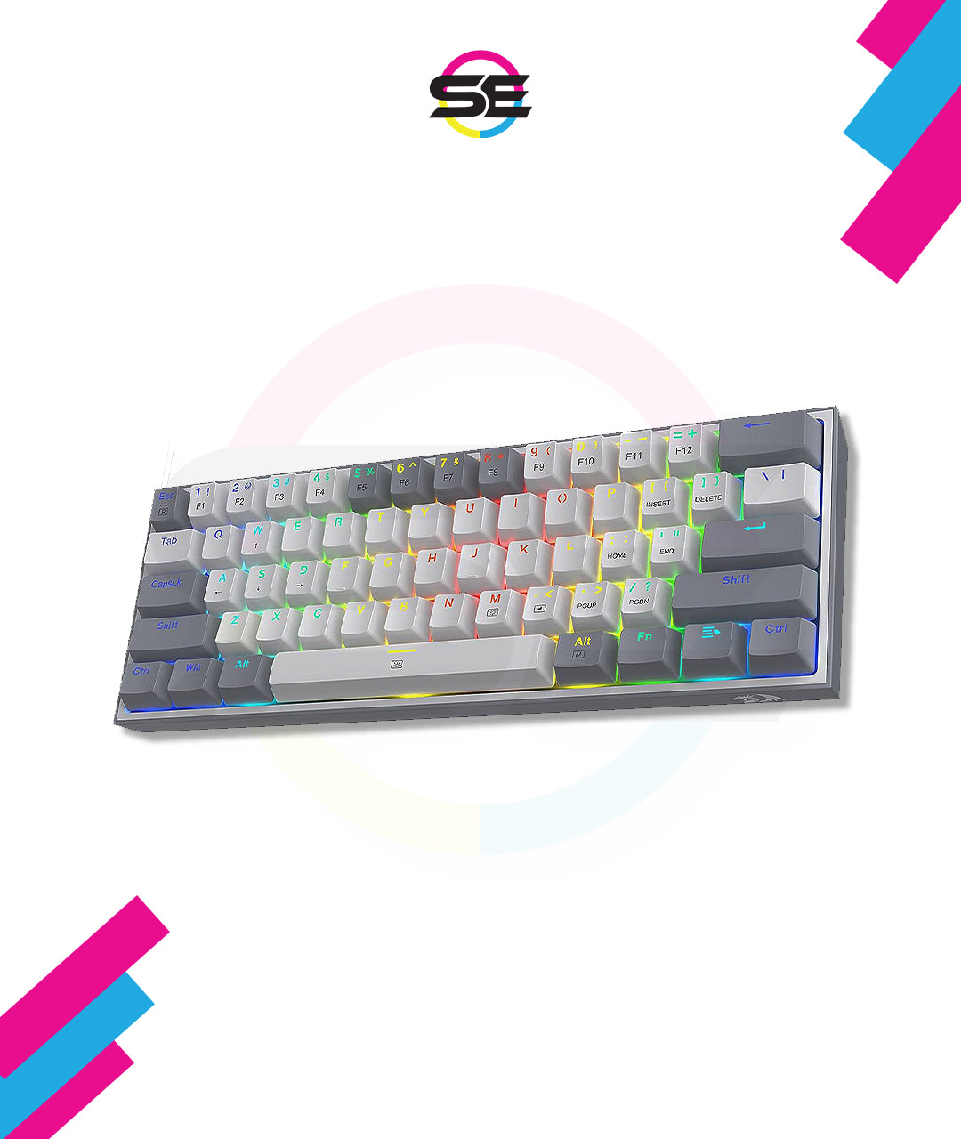 Redragon K617 FIZZ RGB Wired Mechanical Gaming Keyboard – 61 Keys 60% Layout, Red Switch, 16.8M RGB, Detachable USB-C, 430g Ultra-Light