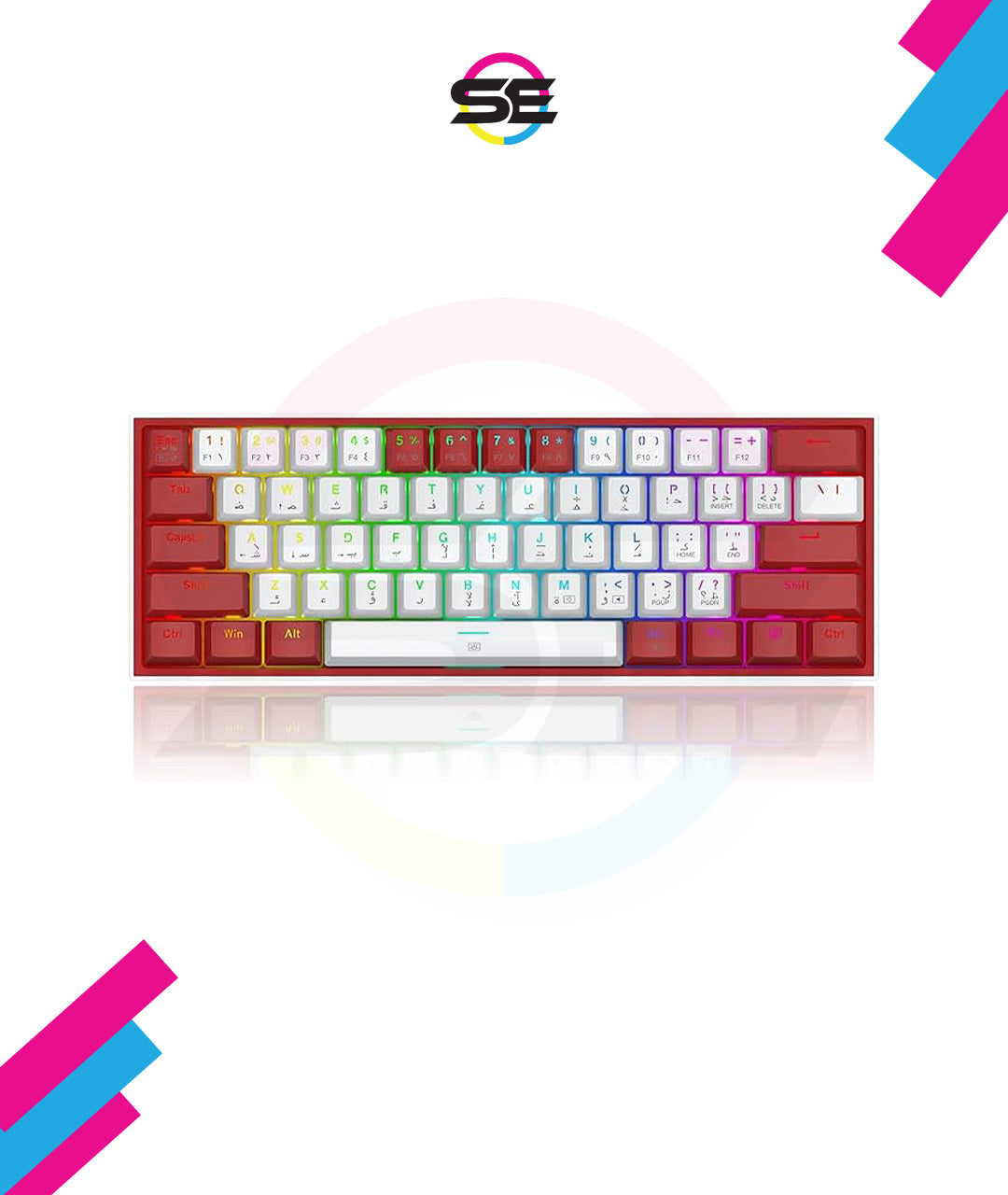 Redragon K617 FIZZ RGB Wired Mechanical Gaming Keyboard – 61 Keys 60% Layout, Red Switch, 16.8M RGB, Detachable USB-C, 430g Ultra-Light