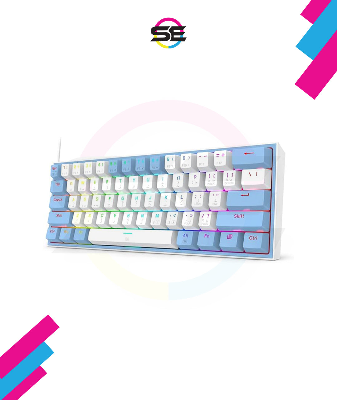 Redragon K617 FIZZ RGB Wired Mechanical Gaming Keyboard – 61 Keys 60% Layout, Red Switch, 16.8M RGB, Detachable USB-C, 430g Ultra-Light