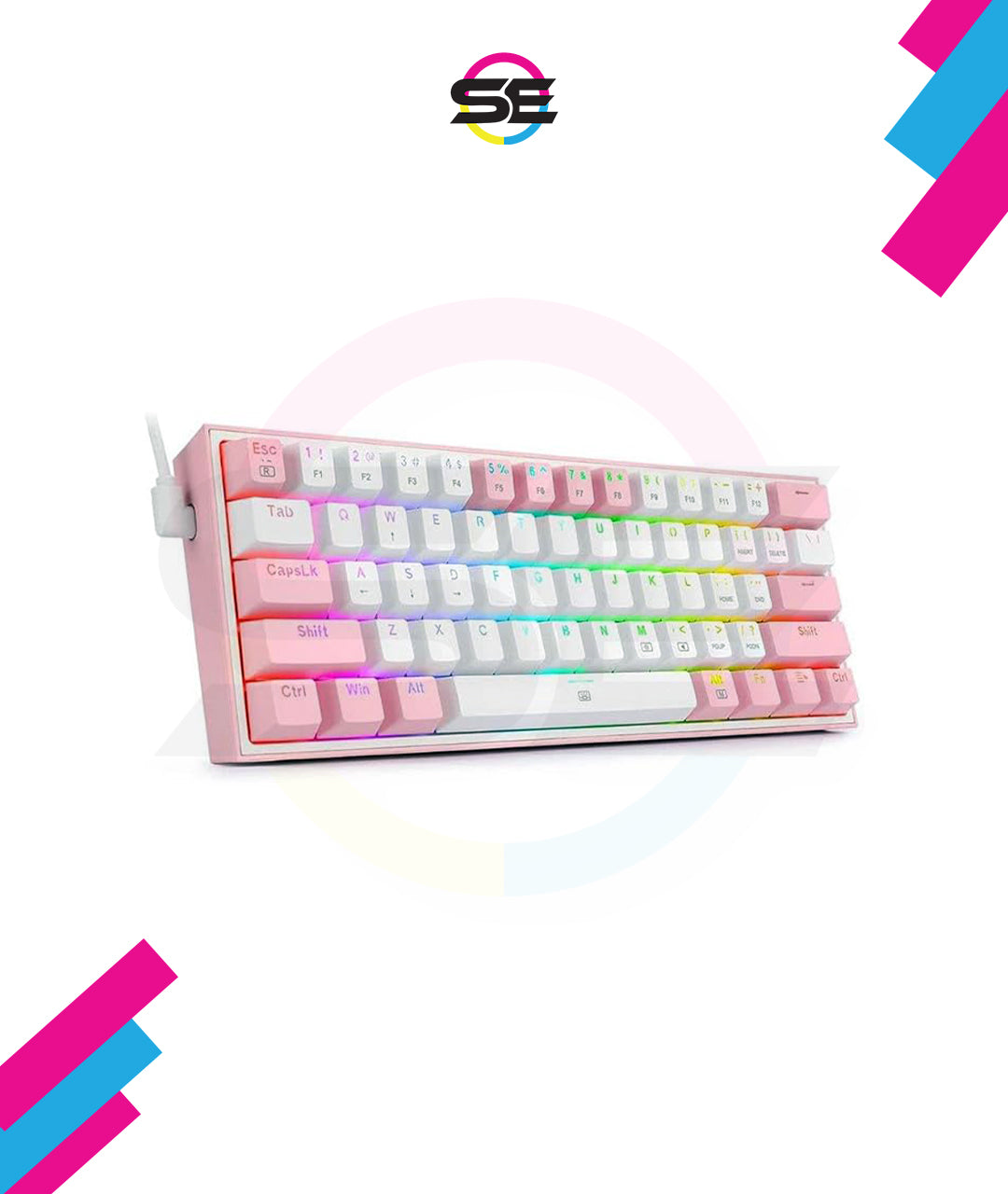 Redragon K617 FIZZ RGB Wired Mechanical Gaming Keyboard – 61 Keys 60% Layout, Red Switch, 16.8M RGB, Detachable USB-C, 430g Ultra-Light