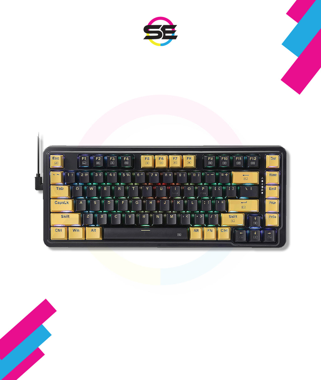 Redrc-Swap Wired Mechanical Gaming Keyboard – Custom Gold-Melt Translucent Switch, 16.8M RGB 20 Modes, Pro Software – Black/Gold