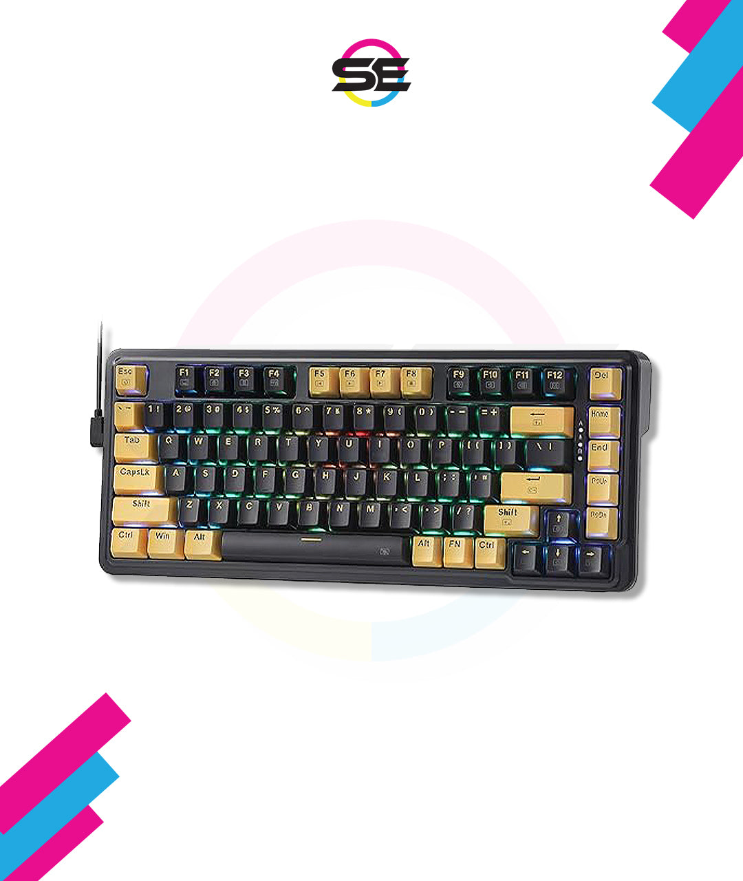 Redrc-Swap Wired Mechanical Gaming Keyboard – Custom Gold-Melt Translucent Switch, 16.8M RGB 20 Modes, Pro Software – Black/Gold