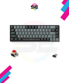 Redragon K662L-G1RS Wireless Portable 65% Mechanical Gaming Keyboard – 68 Keys, Red Switch, Double-Shot Keycaps, 2.4G + Bluetooth, 2×AAA Battery – Black/Gray
