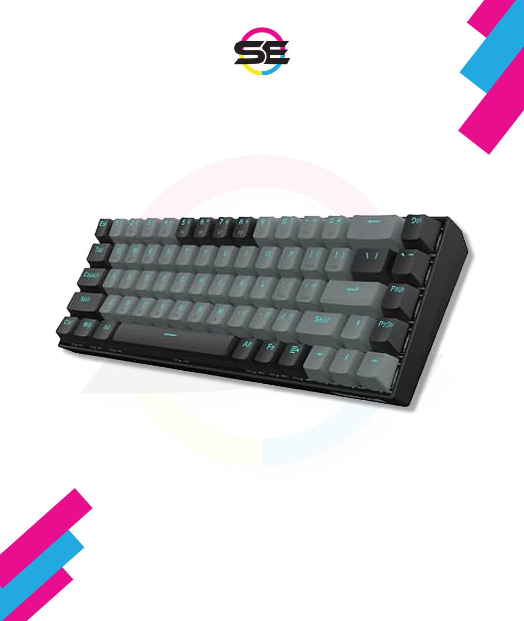 Redragon K662L-G1RS Wireless Portable 65% Mechanical Gaming Keyboard – 68 Keys, Red Switch, Double-Shot Keycaps, 2.4G + Bluetooth, 2×AAA Battery – Black/Gray