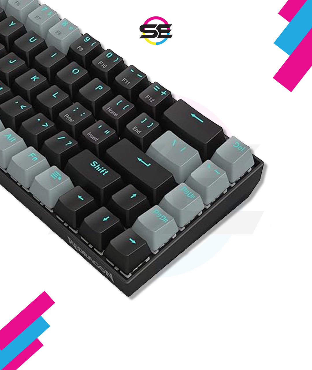 Redragon K662L-K1RS Wireless Portable 65% Mechanical Gaming Keyboard – 68 Keys, Red Switch, Double-Shot Keycaps, 2.4G + Bluetooth, 2×AAA Battery – Dark Gray/Black