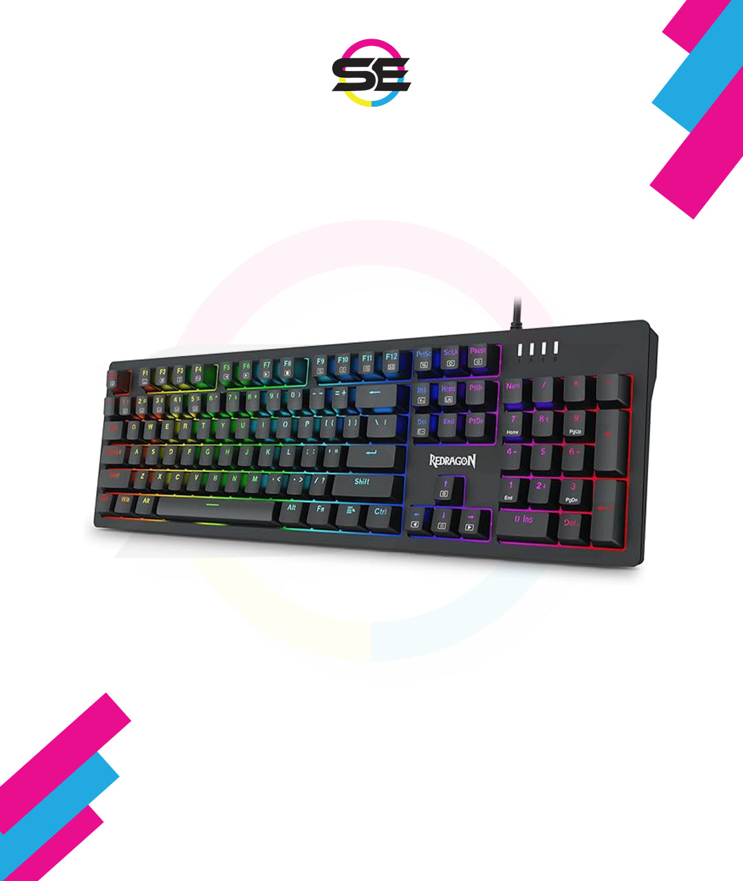 Redragon K679 RGB Full Size Wired Mechanical Gaming Keyboard – 104 Keys, Blue Switch, Sound Absorbing Foam, RGB Side Lighting – Black