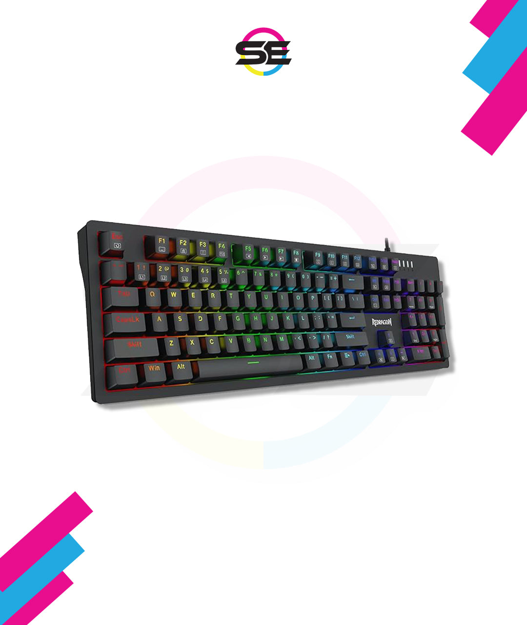 Redragon K679 RGB Full Size Wired Mechanical Gaming Keyboard – 104 Keys, Blue Switch, Sound Absorbing Foam, RGB Side Lighting – Black