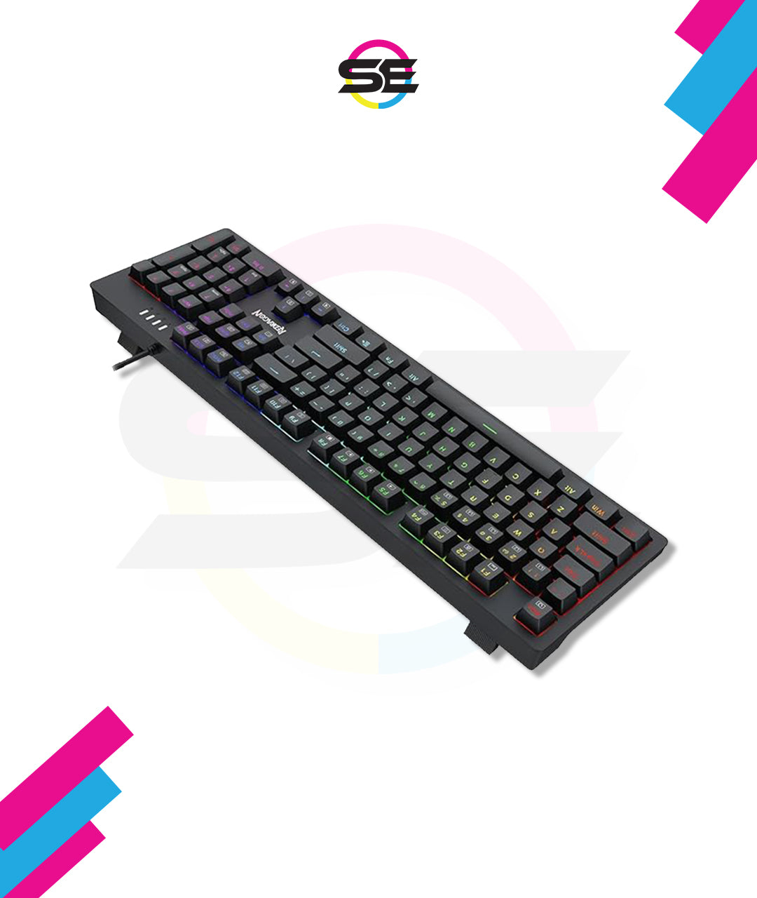 Redragon K679 RGB Full Size Wired Mechanical Gaming Keyboard – 104 Keys, Blue Switch, Sound Absorbing Foam, RGB Side Lighting – Black