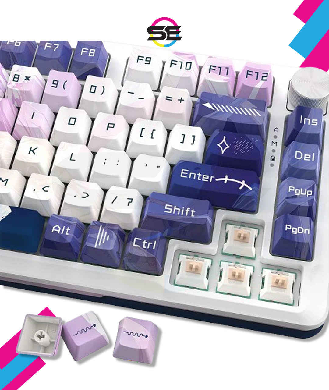 Redragon K681 ACG RGB Wireless Tri-Mode Gasket Hot-Swap Mechanical Gaming Keyboard – 75% Layout, Knob, Anime ACG Design, 2.4G + Bluetooth + Wired