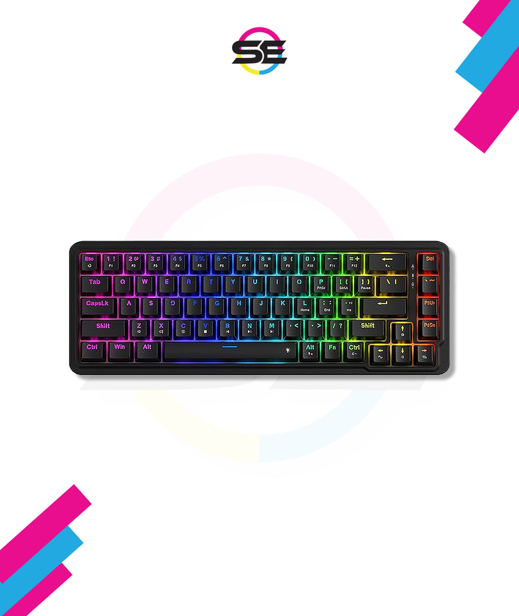 Redragon K709 RGB 65% Wireless Gasket Hot-Swap Mechanical Gaming Keyboard – 68 Keys, Custom Dragon Chant Linear Switch, 5-Layer Noise Dampening, Round PBT Keycaps, Tri-Mode – Black