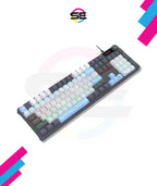 Redragon K718 RGB Full Size Hot-Swap Wired Mechanical Gaming Keyboard – 104 Keys, Red Switch, Dedicated Knob, Sound Absorbing Foam, Mixed Color Keycaps – Gray/White/Blue