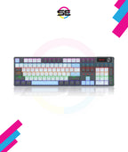 Redragon K718 RGB Full Size Hot-Swap Wired Mechanical Gaming Keyboard – 104 Keys, Red Switch, Dedicated Knob, Sound Absorbing Foam, Mixed Color Keycaps – Gray/White/Blue