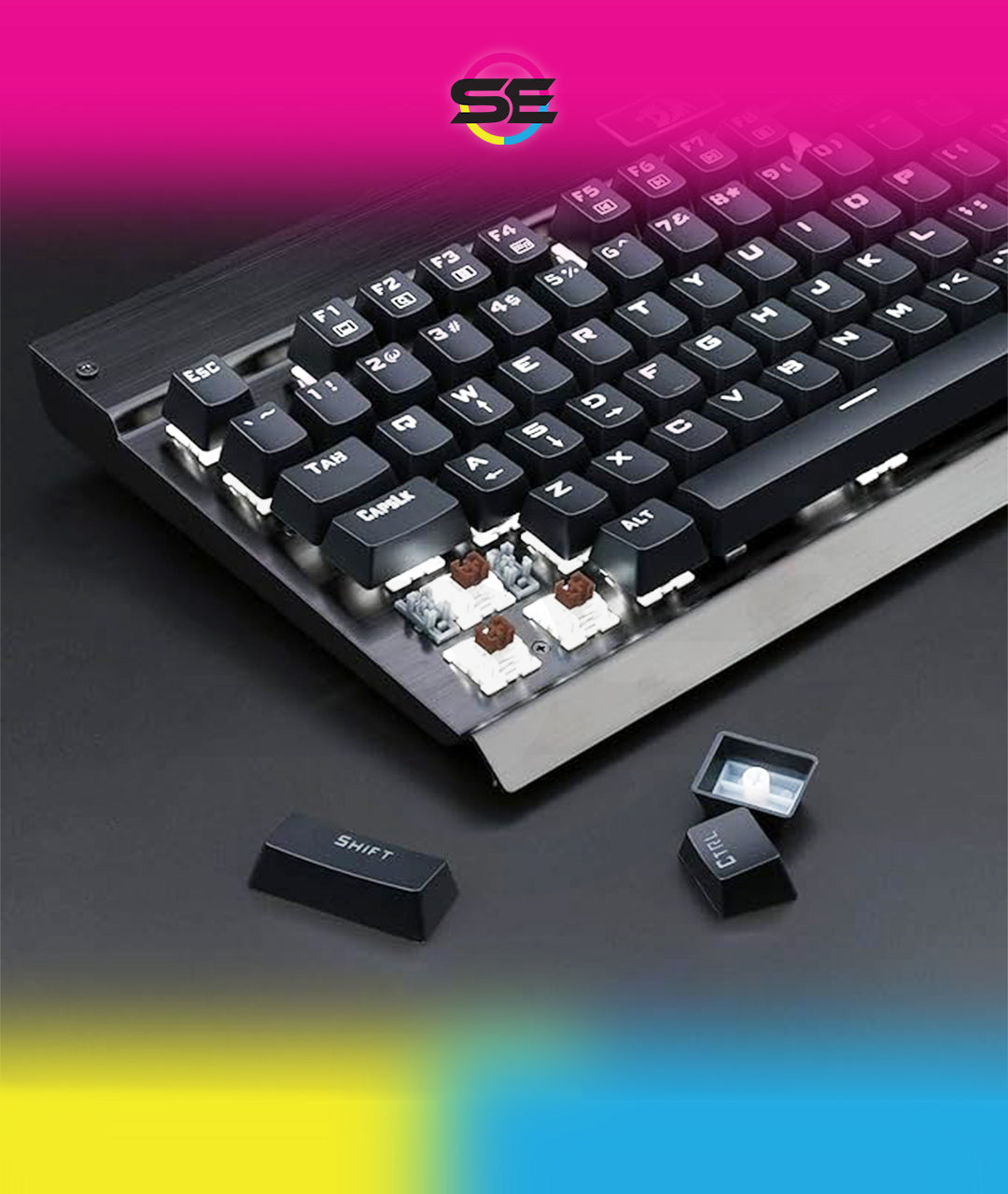 Redragon KG010-KN Wired Mechanical Gaming Keyboard – 9 LED Backlit Effects, Brown Switch, Double-Shot Keycaps