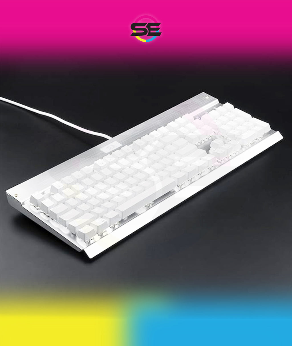 Redragon KG010-WN Wired Mechanical Gaming Keyboard – 9 LED Backlit Effects, Brown Switch, Double-Shot Keycaps – White
