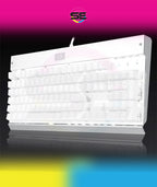 Redragon KG010-WN Wired Mechanical Gaming Keyboard – 9 LED Backlit Effects, Brown Switch, Double-Shot Keycaps – White