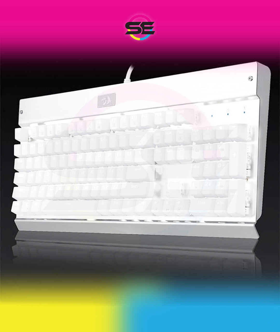 Redragon KG010-WN Wired Mechanical Gaming Keyboard – 9 LED Backlit Effects, Brown Switch, Double-Shot Keycaps – White