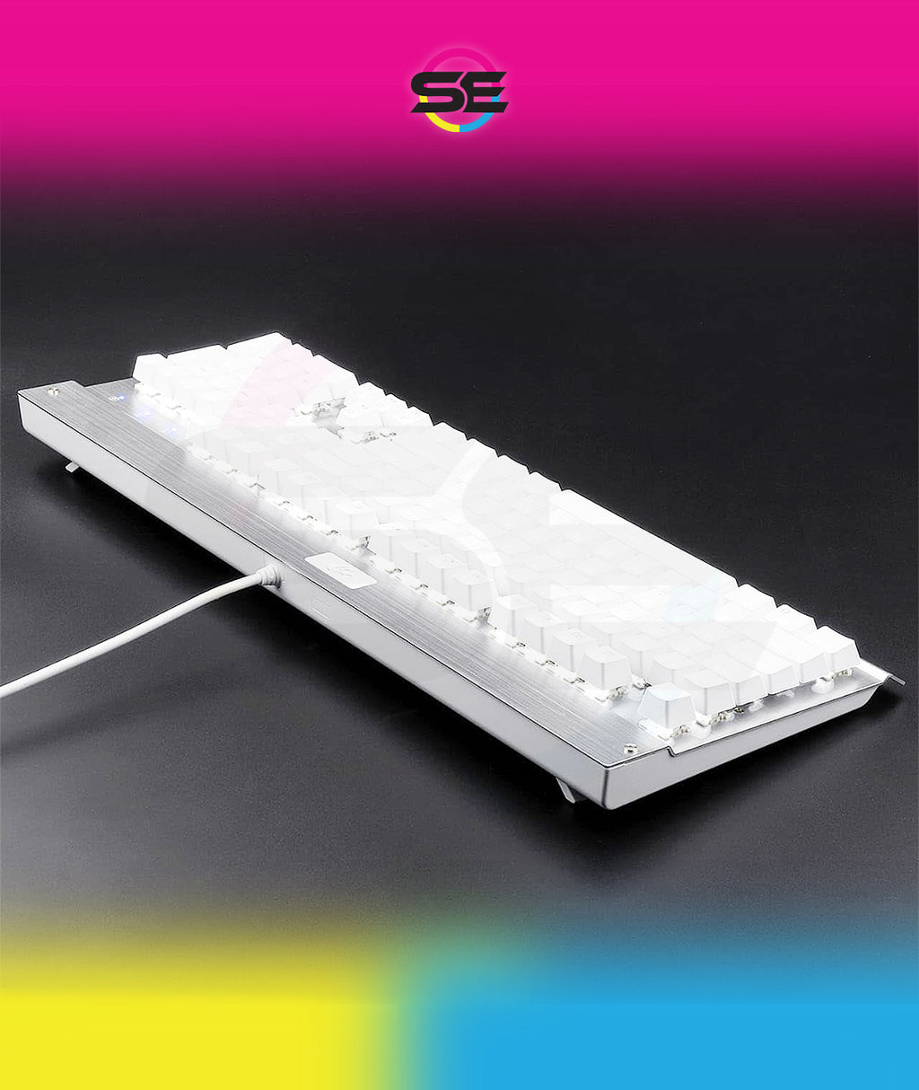 Redragon KG010-WN Wired Mechanical Gaming Keyboard – 9 LED Backlit Effects, Brown Switch, Double-Shot Keycaps – White