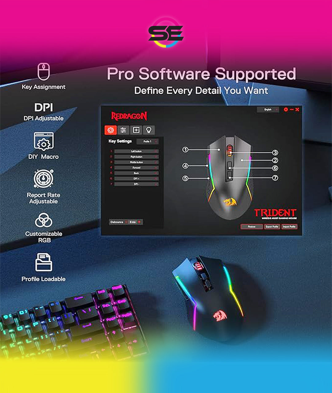 Redragon M693 Wireless Bluetooth Gaming Mouse