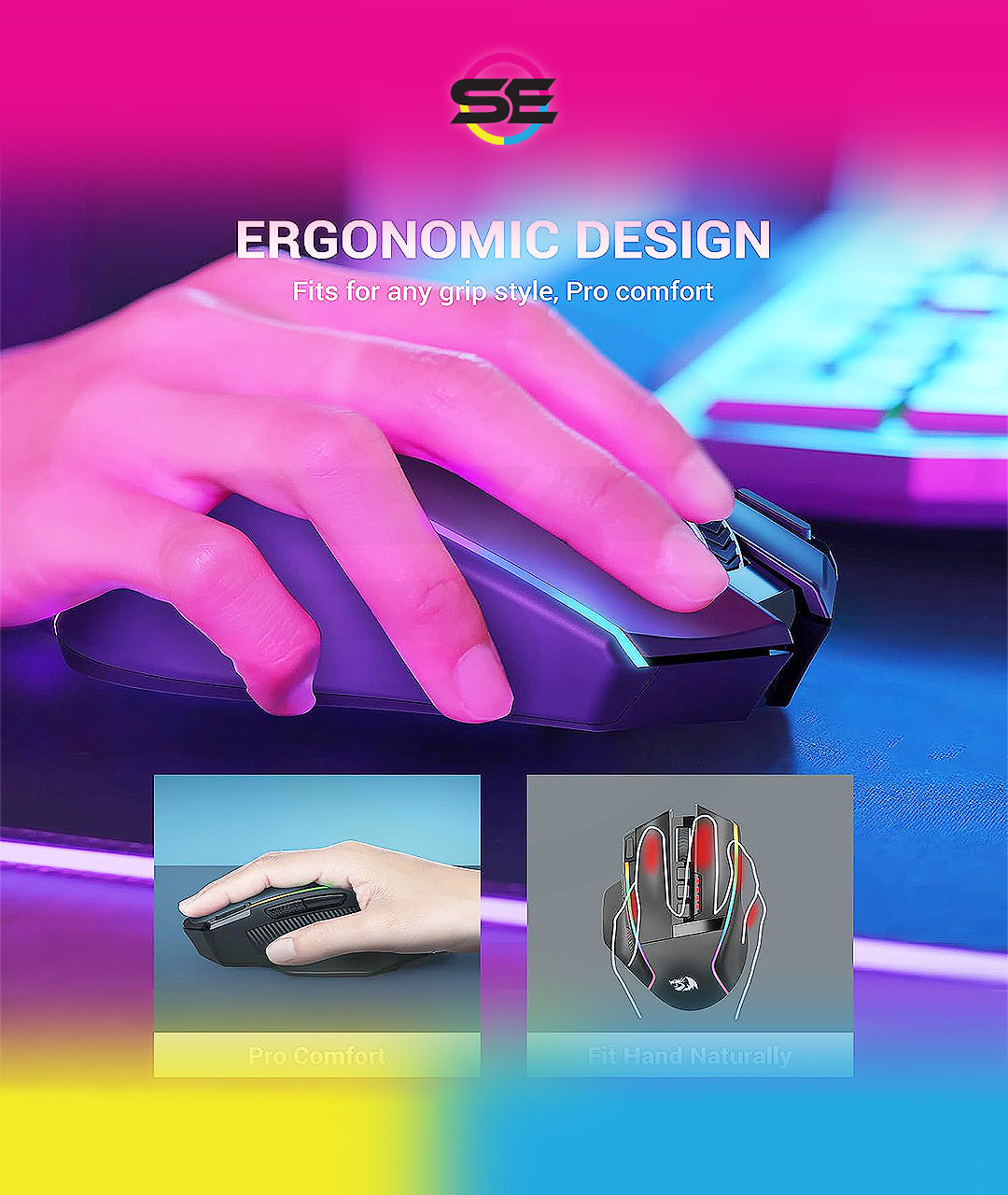 Redragon M801 Wireless RGB MMO Gaming Mouse – Black