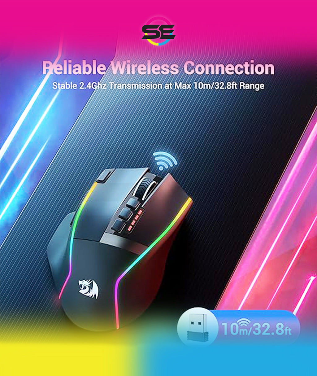 Redragon M801 Wireless RGB MMO Gaming Mouse – Black