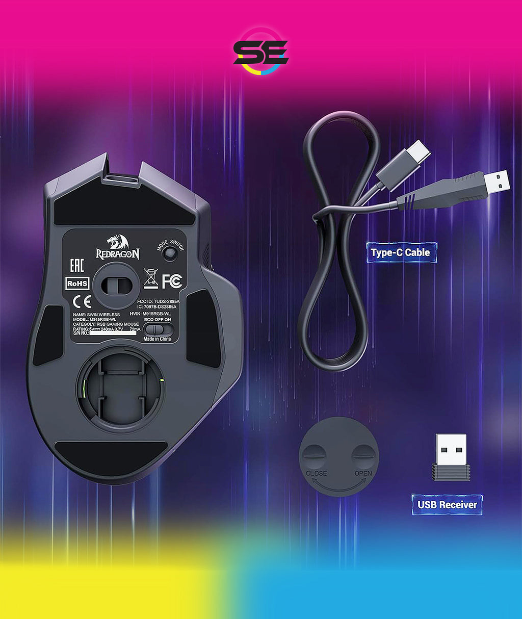 Redragon M801 Wireless RGB MMO Gaming Mouse – Black
