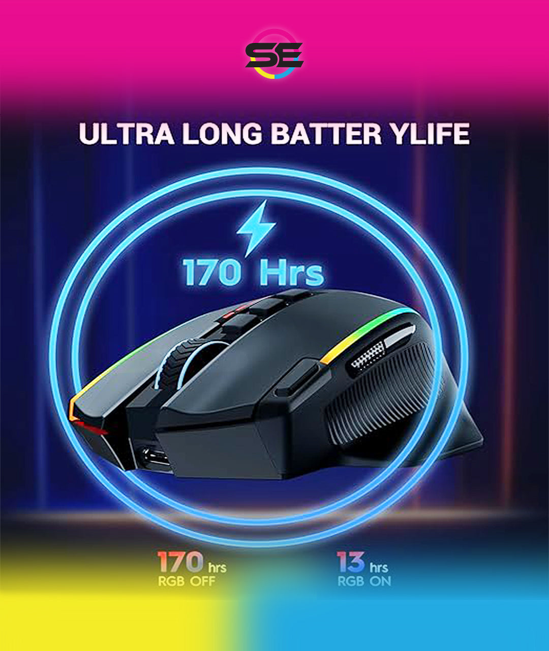 Redragon M801 Wireless RGB MMO Gaming Mouse – Black