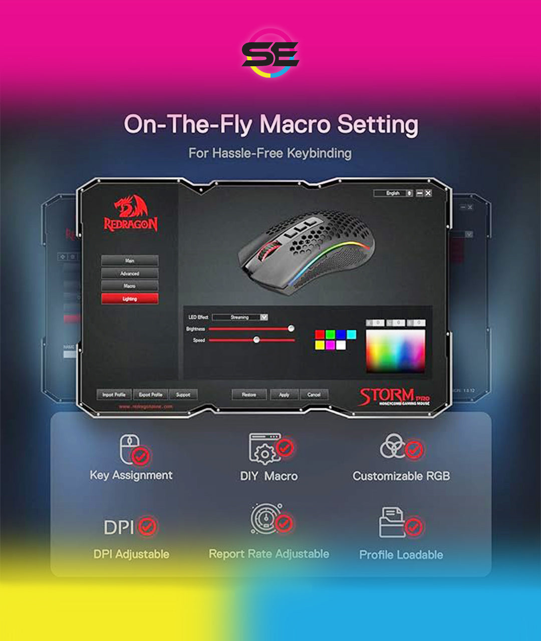Redragon M808 Storm Pro Honeycomb Dual Mode Gaming Mouse