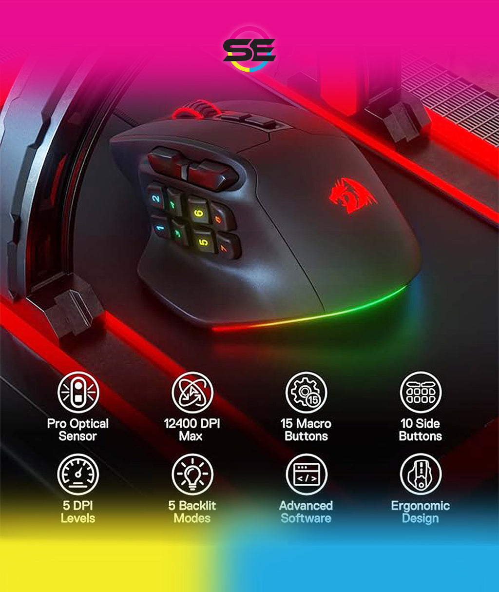 Redragon M811 Aatrox MMO Wired RGB Gaming Mouse